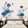 thumbnail image 4 of White Blue Flower Wall Sticker Flying Birds Floral Plant Wall Sticker, 4 of 5