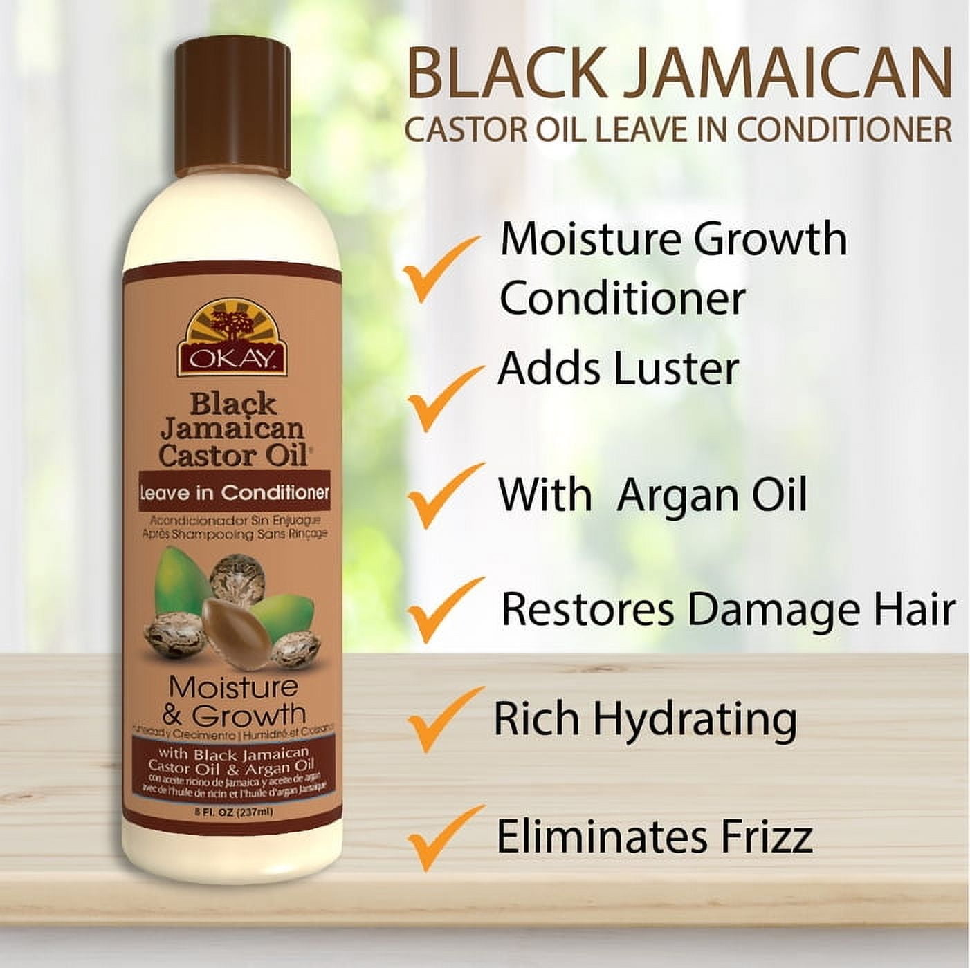 (2 pack) OKAY Black Jamaican Leave-In Conditioner - 8oz for Stronger, Hydrated, and Healthy Hair