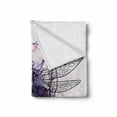 thumbnail image 2 of Skull Soft Flannel Fleece Throw Blanket, Grunge Illustration of Human Skull Dragonfly with Watercolor Splash Sketchy, Cozy Plush for Indoor and Outdoor Use, 50" x 70", Purple Pink Black, by Ambesonne, 2 of 6