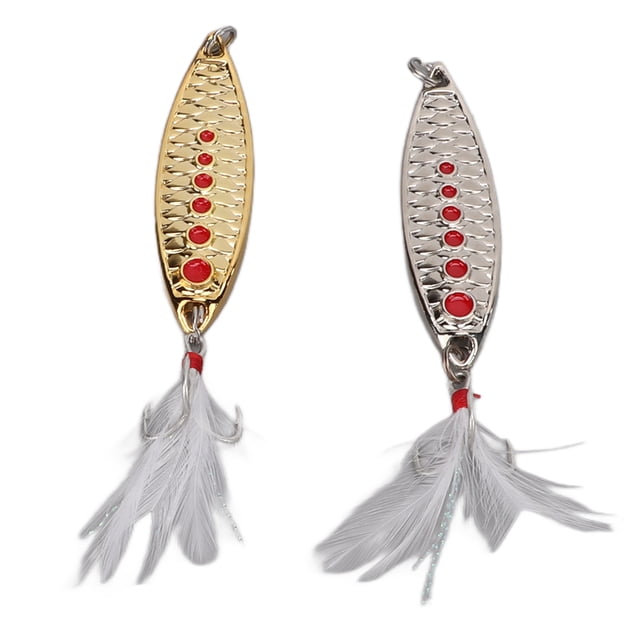 Leurre de Pêche à Cuillère, Leurres à Manivelle à Paillettes, Leurre de Pêche Artificiel, Appât à Paillettes de Pêche, Ensemble de 2 Pcs, Leurre de Pêche à Cuillère avec Points Rouges, Réflètent la Lumière, Leurres à Manivelle à Paillettes pour Eau Douce