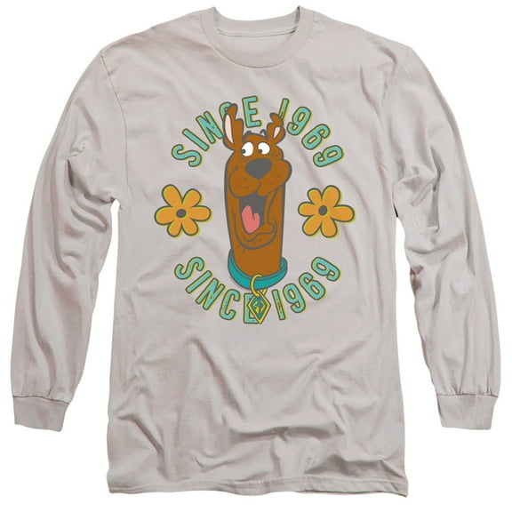 Scooby Doo In The Middle Long Sleeve Adult 18/1 T-Shirt Silver