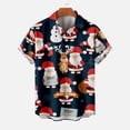 thumbnail image 2 of IROINNID Christmas Ugly T-Shirt for Men Funny Print Hawaiian Tops Xmas Vacation Holiday Gift Button Up Green Shirt,Navy, 2 of 5