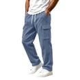 thumbnail image 3 of Diufon Cargo Sweatpants for Men Drawstring Fleece Lined Athletic Joggers Casual Loose Sweat Pants with Multi Pockets, 3 of 11