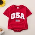 thumbnail image 2 of Baby Romper Short Sleeve Independence Day 4Th Of July Romper Lightweight Bodysuits Baby Onsies Red 6 Months-12 Months, 2 of 5