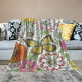 thumbnail image 2 of Creowell  Retro 60S 70S Floral Flannel Blanket,Vintage Flowers Throw Blanket,Colorful 60s 70s Style All Season,Bed Blanket Yellow and Orange for Kids Boys Girls, 2 of 6