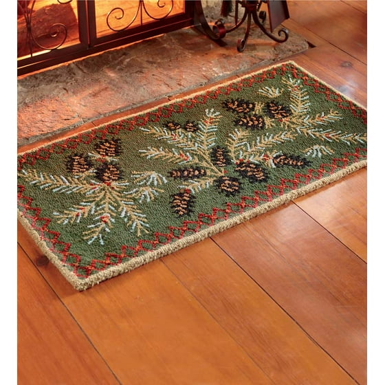 Pine Cone HookedWool Hearth FireResistant Rug