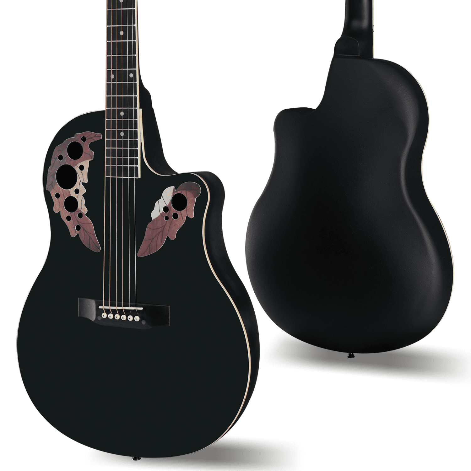 Hassch 41 inch Full Size Beginner Acoustic Guitar Starter Set with Bag and Wrench Tool, Black