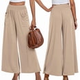 thumbnail image 3 of Pantalones de Yoga de Pierna para Mujer, Holgados y Cómodos, de Cintura Alta, para Estar en Casa y con Bolsillos. Albaricoque XL, 3 of 7