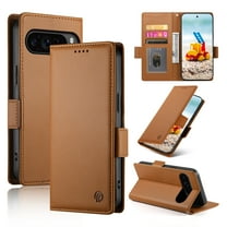 Designed for Google Pixel 9 Pro XL Wallet Case, with Card Slots Strong Magnetic Closure PU Leather Flip Fold Shockproof Kickstand Durable Purse Flip Case for Google Pixel 9 Pro XL - Brown