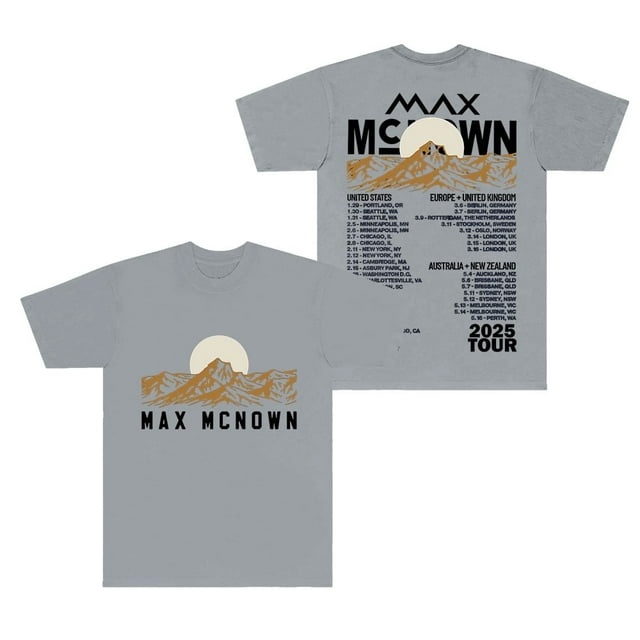 Max McNown Fechas de la gira Camisetas Álbum de buceo nocturno Verano Unisex Moda Camiseta de manga corta