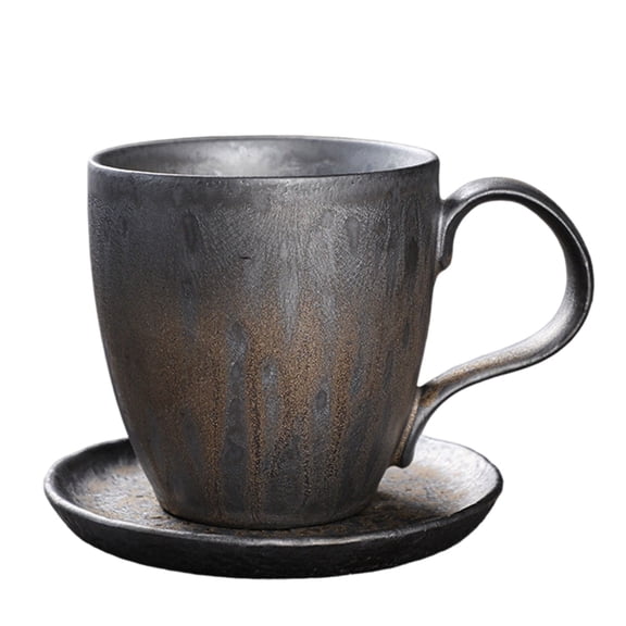 Retro Coffee Cup and Saucer Ceramic Construction Heat Preserving Microwave Dishwasher Safe Easy Holds Thoughtful Present