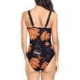 thumbnail image 3 of Gomelly Women Swimwear Floral Print Swim Bikini Sets Push Up Swimsuit Ladies Sexy Drifting Bathing Suits Sleeveless Swimming Suit Black -bottomed Orange Flower XL, 3 of 4