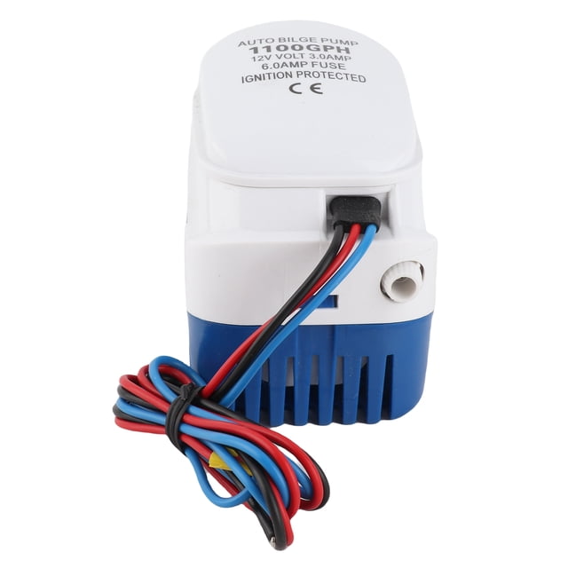 1100GPH Marine Boat Bilge Submersible Pump with Automatic Float Switch for Pools, Rustproof PVC and Copper, Water Cool Motor, Ignition Protection, AntiAir Lock, Small Size