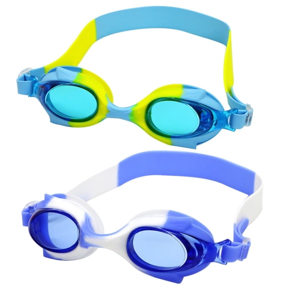 CSSAD Swim Goggles 2 Pack Anti-Fog Anti-UV Wide View Swimming Goggles for Kids 3-15