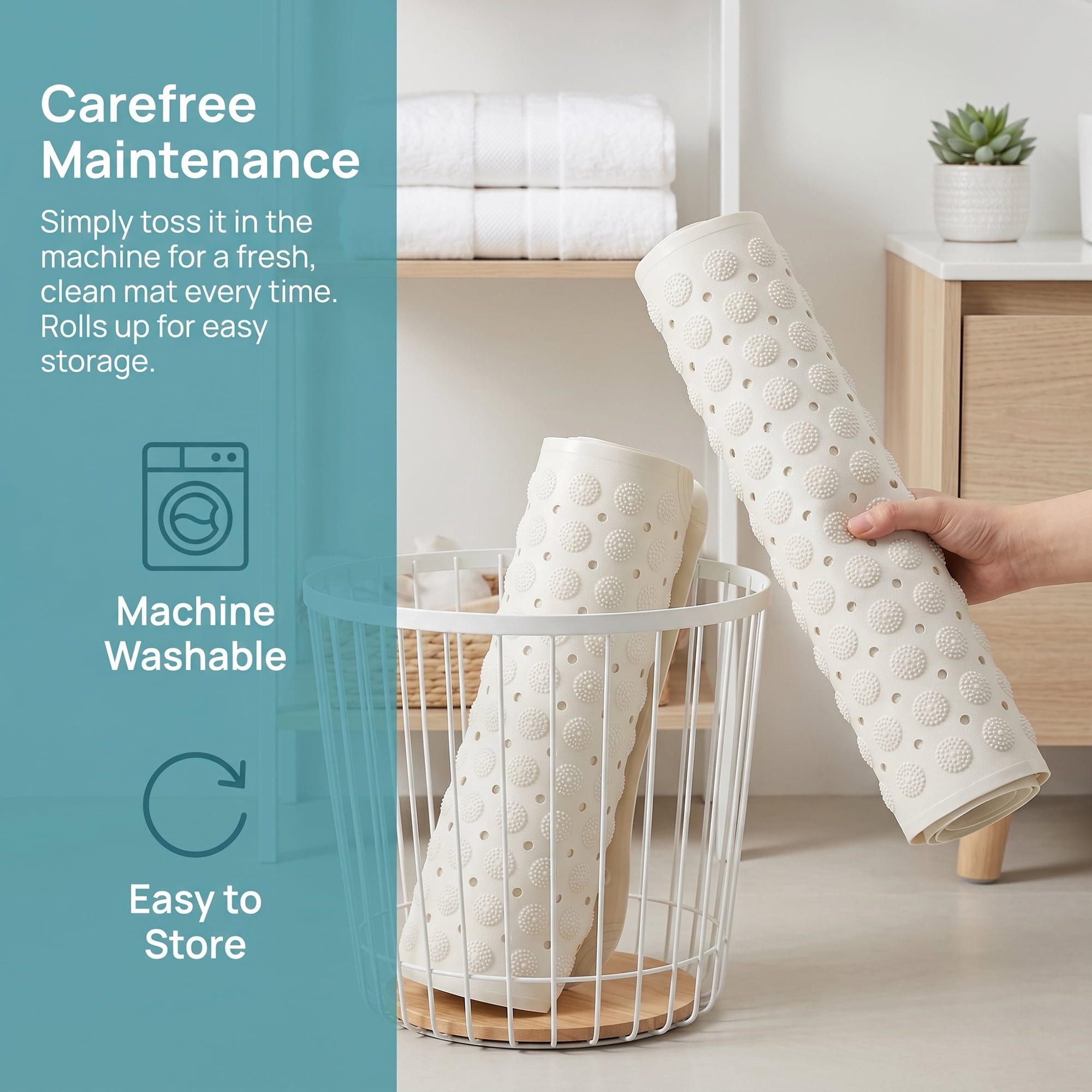 Unique Bargains Non Slip Quick Dry Machine Washable Bath Tub Mat White 32" x 16"