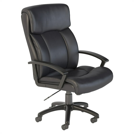 Bush Business Stanton Plus Mid Back Leather Executive Office Chair In Black