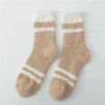 thumbnail image 2 of JJHGVB Crew Socks Fuzzy Socks Women's Striped Autumn And Winter Thickened Lint Home Sleeping Socks Long Tube Floor Socks Socks Fall Socks Coffee One Size, 2 of 3