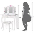 thumbnail image 5 of UTEX Wood Corner Stool with Storage, Pull-Out Vanity Set and Mirror, White, 5 of 6