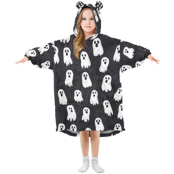 joogoo Wearable Blanket Hoodie for Abstract Ghost Oversized Sherpa Hooded 3-14 YR M