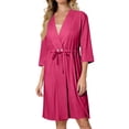 thumbnail image 6 of Iaqnaocc Post Surgery Robes for Women Hospital Gown 3/4 Sleeve Post Surgery Mastectomy Nightgowns with Inner Pockets Soft House Robes Lightweight Pajama Dress Shirt Womens Robe Hot Pink XXL, 6 of 8