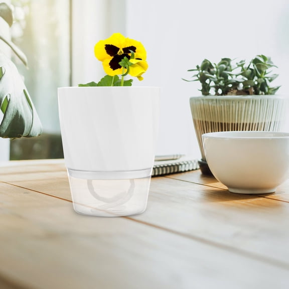 WEUVEB Self Watering Flower Pots White Plastic for Home and Garden Decor