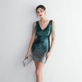 thumbnail image 3 of Vestido de fiesta con cuentas degradadas y cuentas artesanales, vestido de noche largo ajustado para banquete, vestido corto elegante, 3 of 4