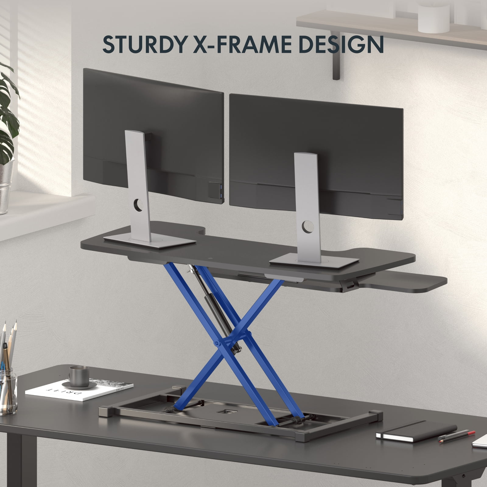 LINJH Standing Desk Converter 28" Wide Height Adjustable Sit Stand Riser