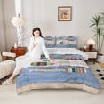 thumbnail image 4 of Homewish Farmhouse Lake House Bedding Comforter Set, Blue Grey Lodge Cabin Twin Comforter Sets, Cartoon Boat Paddle Reversible Bedding Set, Lightweight Room Decor, 2pcs, 4 of 8