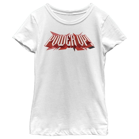 Girl's Power Rangers Power Up Motto Graphic Tee White Large