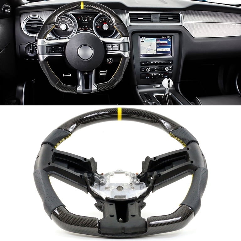 Steering Wheel For Mustang 2015-2017 Hydro-Dip Carbon Fiber With Trim Cover D