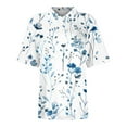 thumbnail image 3 of IYYVV Womens Tops Short Sleeve Plus Size Floral Graphic Polo Shirts V Neck Summer Casual Dressy Tees 2025 Button Down Blouses Light Blue L, 3 of 4