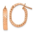 thumbnail image 5 of 14K Rose Gold Patterned Oval Hoop Earrings, 5 of 7