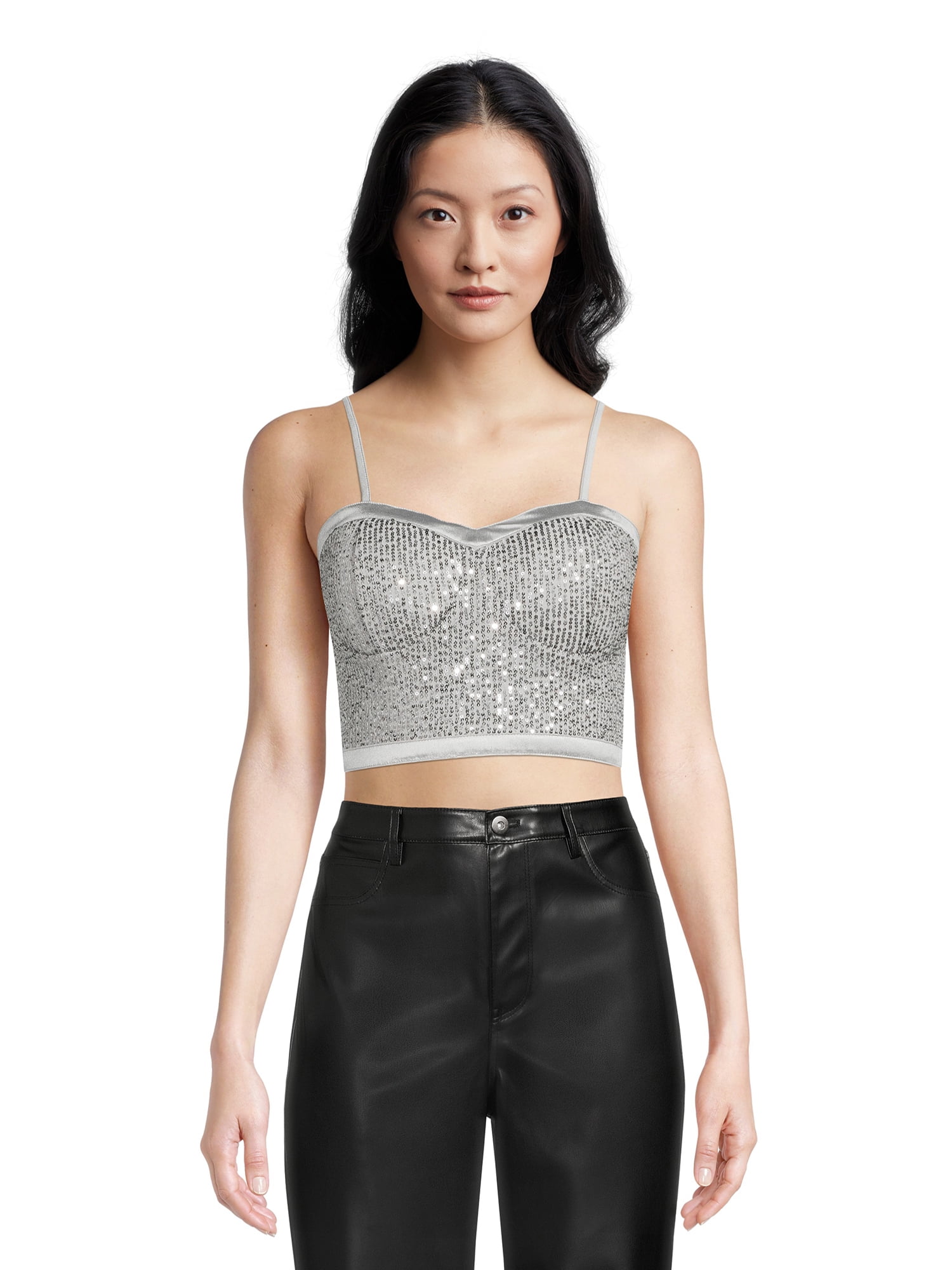 Madden NYC Juniors' Glitter Bra Cup Top