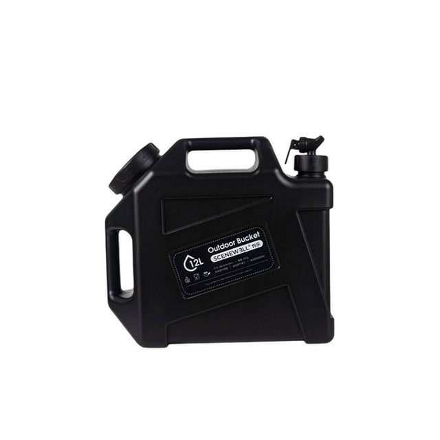 fastboy Seau d'Eau de Camping Extérieur 12 L Conteneur de Conduite de Voiture avec Poignée Valve Barils de Rangement pour Randonnée Randonnée Noir