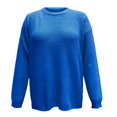thumbnail image 3 of Duoif Sweaters for Women Trendy Women's 2025 Crew Neck Long Sleeve Casual Loose Ribbed Knit Solid Soft Pullover Sweater Tops Women's Sweaters Womens Tops Blue M, 3 of 7