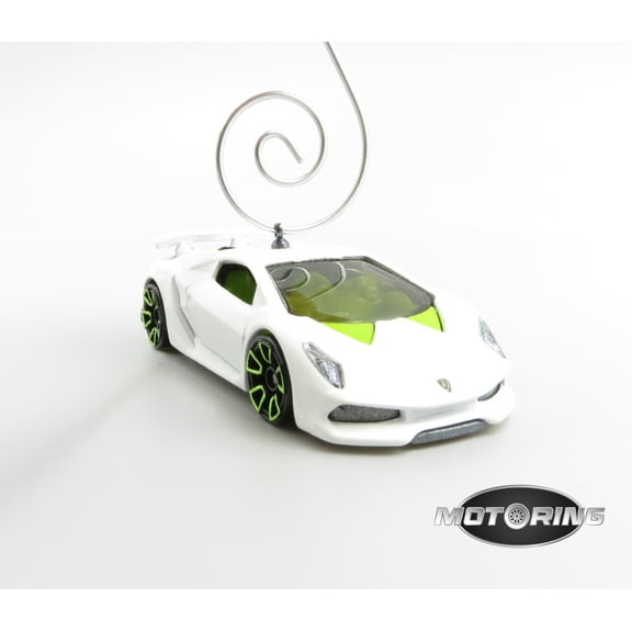 Lamborghini Sesto Elemento White Car Rare Christmas Tree Ornament Diecast