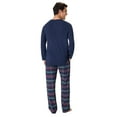 thumbnail image 3 of Hanes Mens Flannel Sleep Set, Long Sleeve Top with Plaid Printed Pajama Pants, Blue, 3 of 7