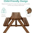 thumbnail image 5 of Wubio Kids Wooden Picnic Table, Outdoor Activity & Dining Table w/Adjustable Collapsible Umbrella, Built-in Seats - Walnut/Red, 5 of 16