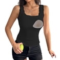 thumbnail image 7 of Black Women's Built in Bra Tank Top Ribbed Ribbed Lace Trim Tank Top Nylon,Spandex Sleeveless Casual Shirts Racerback Fitted Tank Tops Camisole Tops for Women L, 7 of 7