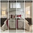 thumbnail image 3 of Noaman California King 7-Piece Jacquard Comforter Set with Throw Pillows, Red Modern Striped Bedding Collection with Embroidered Details, 3 of 18