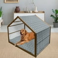 thumbnail image 2 of Vintage Pet House, Traditional Persian Flower Motifs with Influences Old Fashioned Tile, Outdoor & Indoor Portable Dog Kennel with Pillow and Cover, 5 Sizes, Dark Blue Cream, by Ambesonne, 2 of 4
