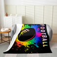 thumbnail image 2 of Erosebridal Modern Rugby Sherpa Blanket, Football Player Fuzzy Blanket Throw, Ball Sports Decor, 2 of 7