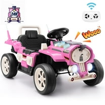 Funcid 24V Ride on Train for Toddlers with Remote Control, Ride on Toys for Kids Ages 2-6, Electric Car for Kids with Music, Bluetooth, MP3 Player, Train Sound, Pink