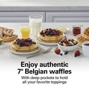 Hamilton Beach Belgian Waffle Maker with Nonstick Plates, Waffle Iron with Compact Storage, Stainless Steel