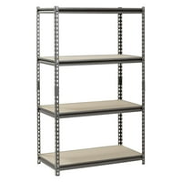 Muscle Rack 4-Shelf Steel Shelving, Silver-Vein, 18" D x 36" W x 60" H