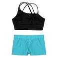 thumbnail image 4 of Zaldita Kids Girls 2 Piece Gymnastics Outfit Dance Crop Tank and Athletic Shorts Short Leggings Set Black&Lake Green 10, 4 of 7