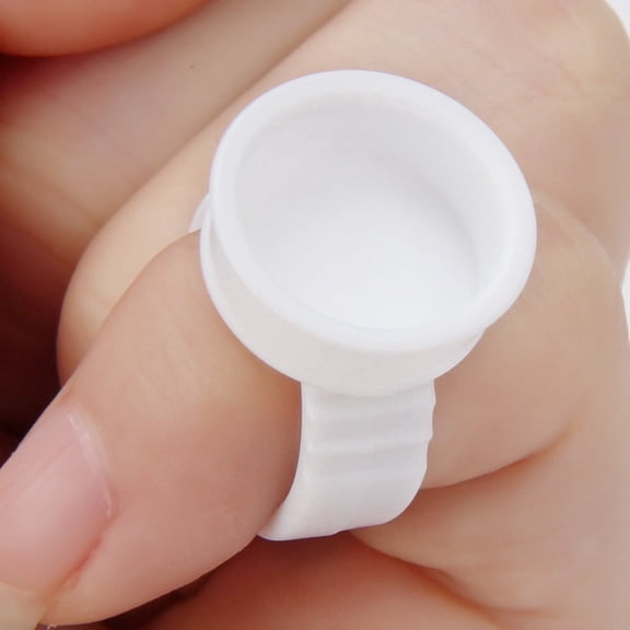 300Pc 1.8cm/0.7'' Microblading Pigment Glue Rings Semi Makeup Ink Holder Storage Organizer Beauty Tool