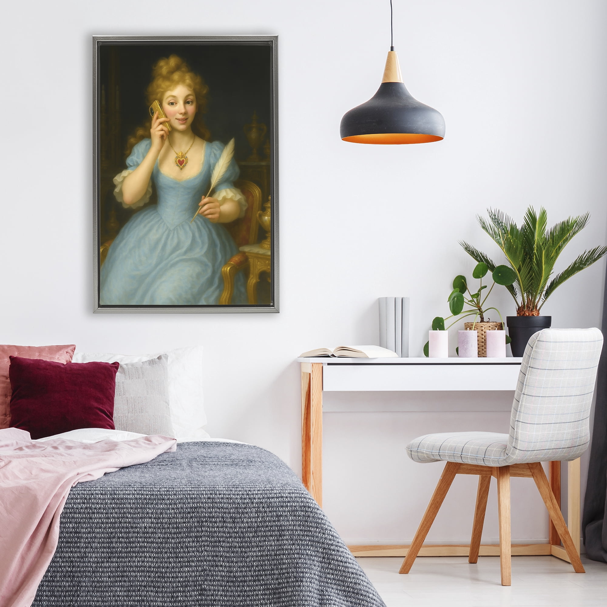 Stupell Industries May I Take A Message Gray Framed Floater Canvas Wall Art, design by Grotto Studios