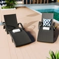 thumbnail image 2 of 80.3” Outdoor Lounge Chairs Set of 6, Black Wicker Chaise Lounge, Patio Recliner Chair, Adjustable Backrest Pool Lounger, Tanning Chairs for Outside with Pull-Out Side Table, Steel Frame, 2 of 12