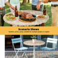 thumbnail image 6 of Elastic Fitted Round Tablecloth, Orange Brown Waterproof Stretch Table Cover for 55"-60" Tables, Modern Abstract Art Ombre Striped Washable Outdoor Tablecloths for Patio, Picnic, Camping, 6 of 9